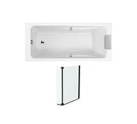 Pack baignoire droite 170 X 70 Odéon up + pare bain 2 volets noir mat