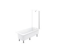 Pack baignoire droite 170 X 75 Brive + pare bain avec vidage blanc