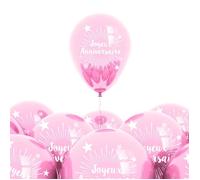 Pack ballons métallisés - STC - Joyeux Anniversaire - Rose bonbon - Diamètre 30 cm - 100% latex