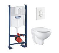 Pack Bâti autoportant Rapid SL + Cuvette suspendue sans bride Bau Ceramic + Abattant déclipsable (ProjectBauClassic-3)