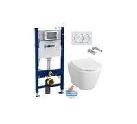 Pack Bati-support Geberit Duofix 112cm + WC sans bride Vitra Integra + Abattant softclose + Plaque blanche