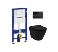 Duofix UP100 Pack bâti-support + WC sans bride Vitra Integra + Abattant SoftClose + Plaque Delta 50 Noir Mat (BlackIntegraGeb10)