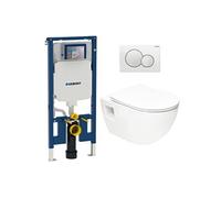 Pack bati-support extra-plat UP720 + WC sans bride SAT + Abattant SoftClose + Plaque Blanche (SLIM-Project-B)