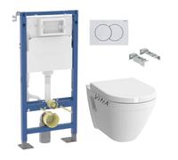 Pack Bati-support Geberit Autoportant Duofix + WC suspendu Vitra S50 + Abattant softclose + Plaque blanche (S50GebX)