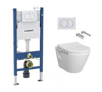 Pack Bati-support Geberit Duofix 112cm + WC sans bride Vitra Integra + Abattant softclose + Plaque blanche