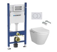 Pack Bati-support Geberit Duofix 112cm + WC sans bride Vitra Integra + Abattant softclose + Plaque blanche