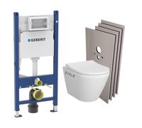 Pack Bati-support Geberit Duofix 112cm + WC sans bride Vitra Integra avec fixations invisibles + Abattant softclose + Set habil