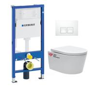 pack Bati-support Geberit UP100 + plaque Delta50 blanche + cuvette SAT suspendue sans bride et fixations invisibles (SATrimlessG