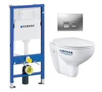 pack Bati-support Geberit UP100 + plaque Delta50 + cuvette Grohe Bau Ceramic sans bride + abattant softclose (BauGeb2)