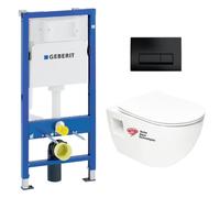 Pack bati-support Geberit UP100 + WC sans bride Swiss Aqua Technologies + Abattant SoftClose + Plaque (ProjectGeb10)