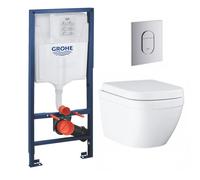 pack bâti-support Rapid Sl + plaque Arena chrome + cuvette Euro Ceramic Compact + abattant softclose (euroceramicset2)
