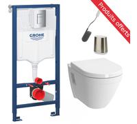 Pack Bâti-support Rapid SL + WC Vitra S50 + Abattant softclose + Plaque Chrome + Brosse de toilette OFFERTE