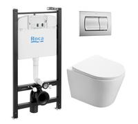 Pack Bâti-support Roca Active + WC suspendu Infinitio sans bride + plaque chrome mat (RocaActiveInfinitio-2)