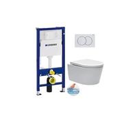 pack bâti-support up100 + plaque delta01 blanche + cuvette suspendue sans bride et fixations invisibles (satrimlessgeb1)