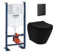Pack bâti support+WC sans bride + Abattant avec frein de chute+Plaque de commande (ProjectBlackIntegra-KF0)