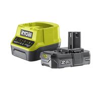 Ryobi Pack batterie 18V One+ RC18120-120 – 2,0 Ah LithiumPlus + chargeur rapide 2,0Ah