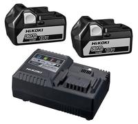 Pack Batteries HIKOKI UC18YSL3WGZ 2 x 5,0Ah Li-ion + Chargeur rapide 18V & 36V