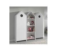 Pack Bibliothèque + 2 Armoires Blanche et Gris - HAVRE -