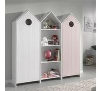 Pack Bibliothèque + 2 Armoires Blanche et Rose - HAVRE - ALTOBUY Blanc G