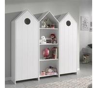 Pack Bibliothèque + 2 Armoires Blanches - HAVRE - ALTOBUY Blanc G