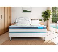 Pack BODYFIT 200 x 200 cm Sommier Kit BLANC - 24cm - Mmoire de forme - Enveloppant - Sommier kit Blanc - Avec couette et oreillers