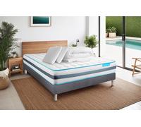 Pack BODYFLEX 200 x 200 cm Sommier Kit GRIS - 26cm - Ressorts ensachs et mmoire de forme - Equilibr - Sommier kit Gris - Avec couette et oreillers