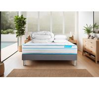 Pack BODYMAX 160 x 200 cm Sommier Kit GRIS - 26cm - Mmoire de forme et micro ressorts ensachs - Enveloppant - Sommier kit Gris - Avec couette et oreillers