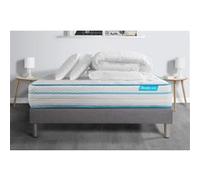 Pack BODYZONE+ 140x190 Ressorts ensaches, visco 5 zones Ultra epaisseur + Couette + 2 oreillers