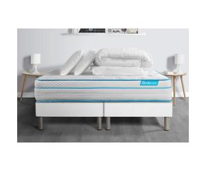 Pack BODYZONE+ 180x200 Ressorts ensaches, visco 5 zones Ultra epaisseur + Couette + 2 oreillers