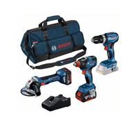 Pack BOSCH Perceuse-visseuse GSB 18V-45 + Boulonneuse GDX 18V-200 + Meuleuse GWS 18V-7 + 2 batteries 5.0Ah 18V + chargeur
