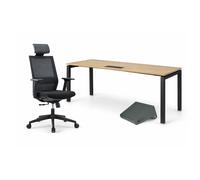 Pack bureau professionnel complet - Fauteuil, bureau et repose-pieds