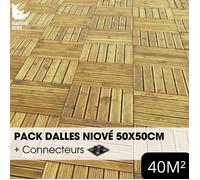 Pack Caillebotis - Pin vert - 50 x 50 cm x Ep.3.8 cm - avec connecteurs - À partir de 1 m²