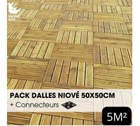 Pack Caillebotis - Pin vert - 50 x 50 cm x Ep.3.8 cm - avec connecteurs - À partir de 1 m²