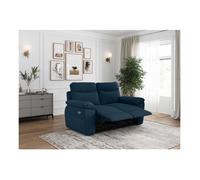 PACK - Canapé de relaxation ROSS électrique 2 places et fauteuil en tissu texturé 3D - Bleu foncé