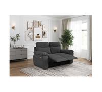 PACK - Canapé de relaxation ROSS électrique 2 places et fauteuil en tissu texturé 3D - Gris foncé