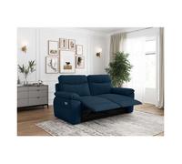 PACK - Canapé de relaxation ROSS électrique 3 places et fauteuil en tissu texturé 3D - Bleu foncé