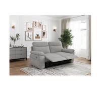 PACK - Canapé de relaxation ROSS électrique 3 places et fauteuil en tissu texturé 3D - Gris clair