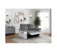 PACK - Canapé de relaxation ROSS manuel 2 places et fauteuil en tissu antitache - Blanc/Gris