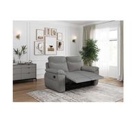 PACK - Canapé de relaxation ROSS manuel 2 places et fauteuil en tissu antitache - Gris