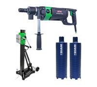 Pack Carotteuse à percussion à sec ESD162 Ø162 + Bati EIBENSTOCK + 2 couronnes Ø102/300 mm et Ø127/300 mm - 1 1/4 - BETON