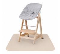 Pack chaise haute évolutive 2-en-1 Born Up naturel gris et tapis anti-éclaboussures