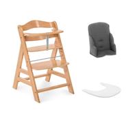 Pack Chaise haute évolutive Alpha Naturelle avec Tablette Alpha Click Tray White+Alpha Cosy Select Jersey Charcoal