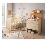 Pack Chambre Bébé Évolutif ? Lit 120x60 Transformable En 90x190 + Commode À Langer Évolutive En Bureau - Arche Marron/caramel TU