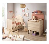 Pack Chambre Bébé Évolutif ? Lit 120x60 Transformable En 90x190 + Commode À Langer Évolutive En Bureau - Arche Marron/rouge TU