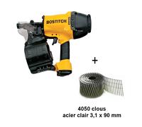 Pack Charpente Cloueur à rouleaux N89C-2K-E + 4050 Clous rouleau annelés acier 3,1x90mm BOSTITCH