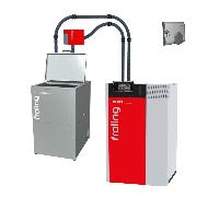 Pack chaudière à granulés PE1 15 kW avec silo Cube 500 S + flexible d’aspiration 12,5 m + sonde d'ambiance