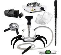 Pack Chicha Oduman Spider N9 Amélioré avec Chauffe Charbon + Plaque + Foyer Silicone + Tuyau Marrakech + Charbons au Coco