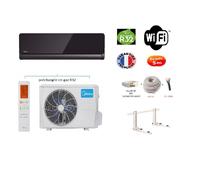 Pack Climatiseur réversible Mono-split MIDEA PURE GLASS 2600w 26m2 + kit 5m de pose complet WIFI INTEGRE