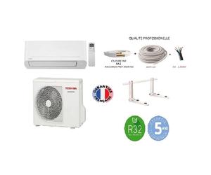 Pack Climatiseur réversible Mono-split TOSHIBA NAKA 3 5 kw 35m2 + kit 7m de pose complet