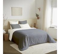 Pack complet 6 pièces Anthracite/Blanc réversible housse de couette pour lit 140 x 190 cm